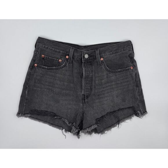 Levi's Womens Distressed Black Cutoff Shorts 28 - Picture 2 of 4